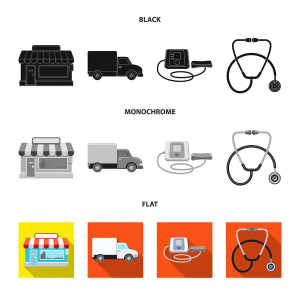 药房和医院标志的向量例证。一套药房和业务向量图标的股票. — 图库矢量图片