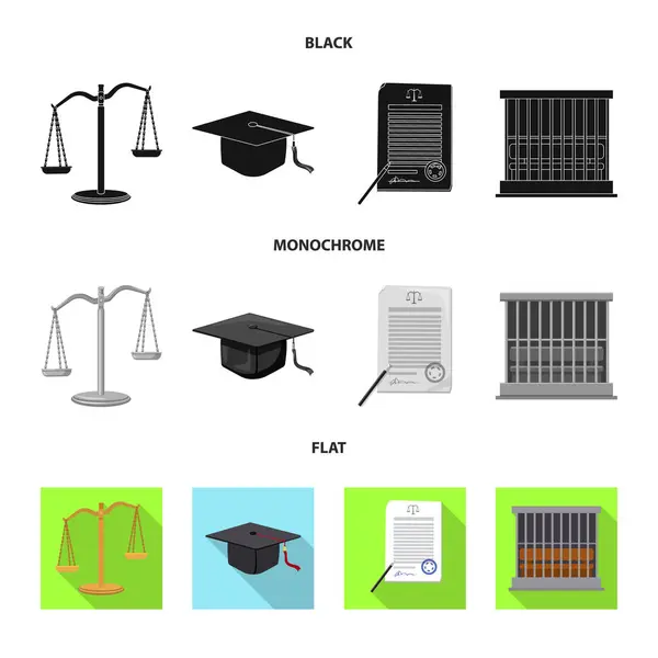 Isolerade objekt av lag och advokat-ikonen. Samling för lag och rättvisa aktiekurssymbol för webben. — Stock vektor