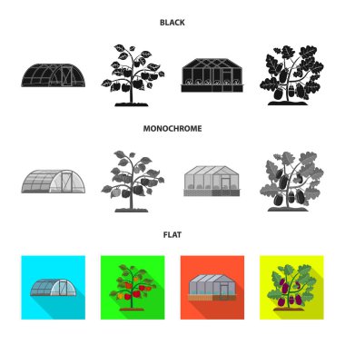 Sera ve bitki işareti yalıtılmış nesne. Sera ve Bahçe hisse senedi vektör çizim.