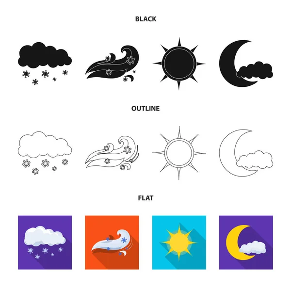 날씨와 기후 아이콘의 고립 된 개체입니다. 주식에 대 한 날씨와 구름 벡터 아이콘 세트. — 스톡 벡터