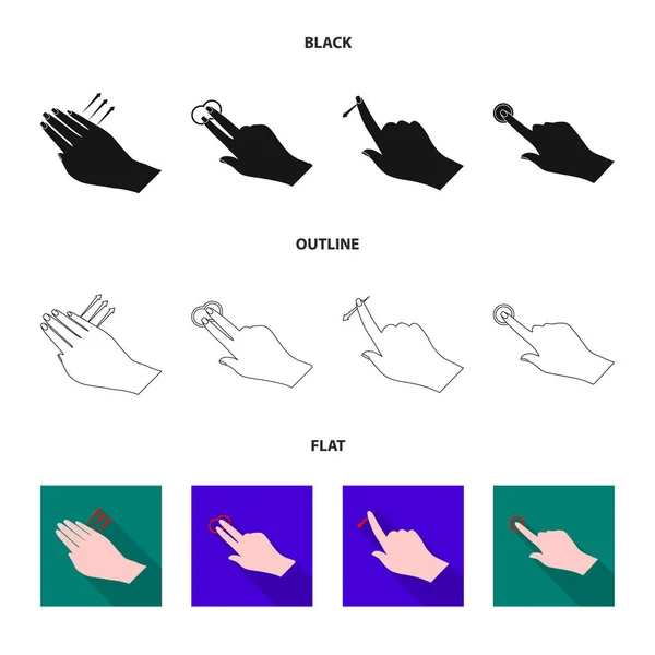 Wektor projektowania ekranu dotykowego i ręka znak. Zestaw z ekranem dotykowym i dotknąć Stockowa ilustracja wektorowa. — Wektor stockowy