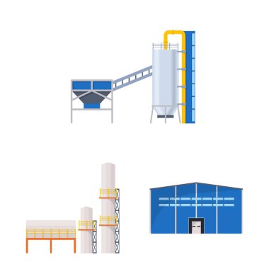 Sanayi ve bina simgesi izole nesne. Stok için sanayi ve inşaat vektör simgesi koleksiyonu.