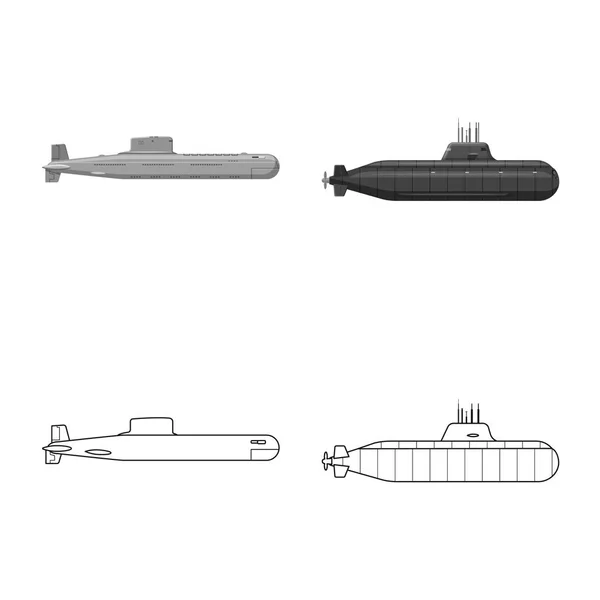Geïsoleerde object van oorlog en schip teken. Verzameling van oorlog en vloot vector pictogram voor voorraad. — Stockvector