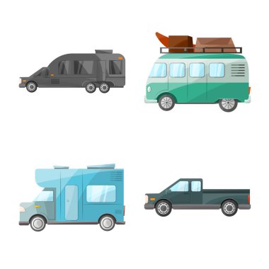 Taşıma ve otomatik simge vektör tasarımı. Taşıma ve yolculuk stok vektör illüstrasyon koleksiyonu.