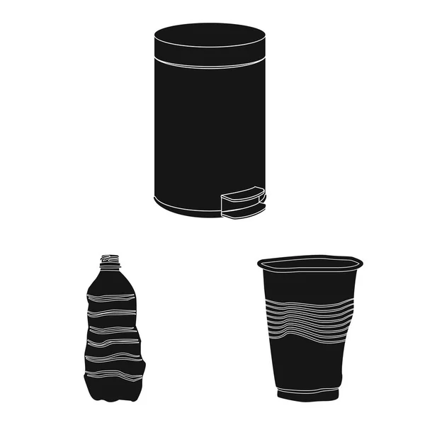 Ilustración vectorial de basura y logotipo basura. Conjunto de basura y material de desecho símbolo para web . — Archivo Imágenes Vectoriales