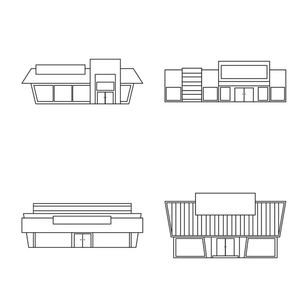 Isolerat objekt av butiks-och marknads symbol. Uppsättning av affären och affären lagerför vektor illustration. — Stock vektor
