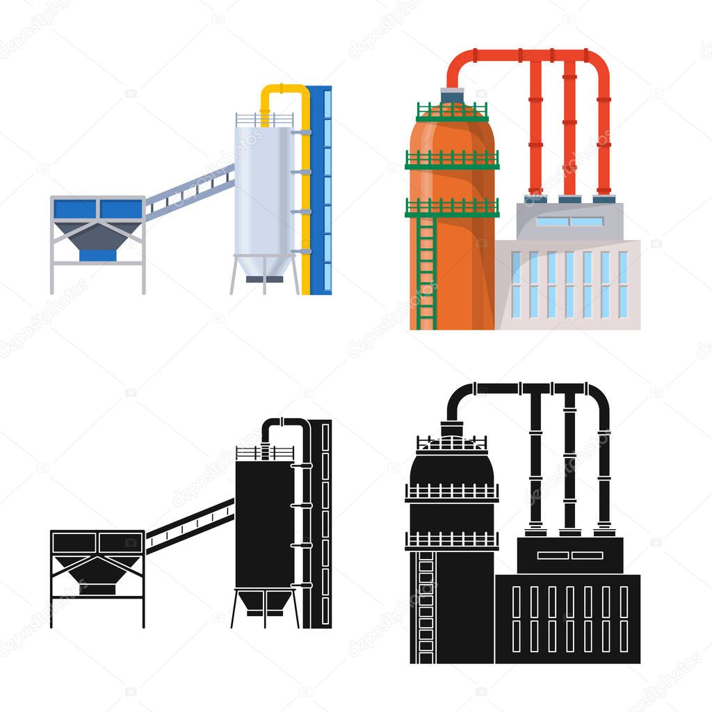 Vector design of production and structure sign. Set of production and technology stock symbol for web.