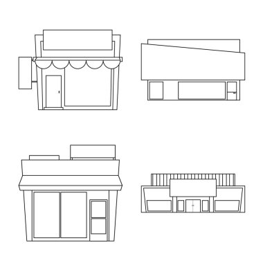 Mağaza ve pazar simgesivektör tasarımı. Web için mağaza ve iş stok sembolü toplama.