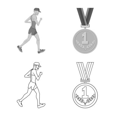 Spor ve kazanan sembol yalıtılmış nesne. Spor ve fitness vektör simgesini hissenin topluluğu.