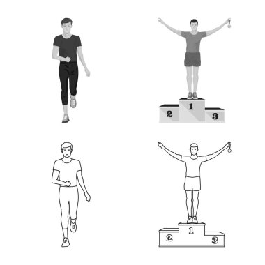 Spor ve kazanan işareti yalıtılmış nesne. Hisse senedi için spor ve fitness vektör simge kümesi.