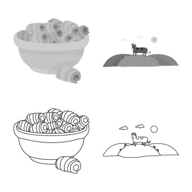 Vektör kremsi tasarımını ve ürün simgesi. Kremsi topluluğu ve hisse senedi için çiftlik vektör simgesi.