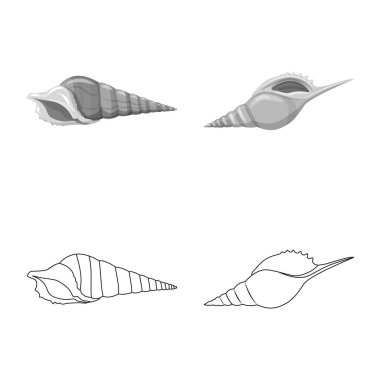 Hayvan ve dekorasyon logo vektör tasarımı. Hayvan ve okyanus hisse senedi vektör çizim seti.