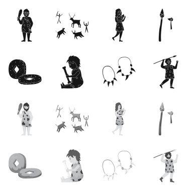 Evrim ve neolitik işaret vektör illüstrasyon. Web için evrim ve ilkel stok sembolü koleksiyonu.