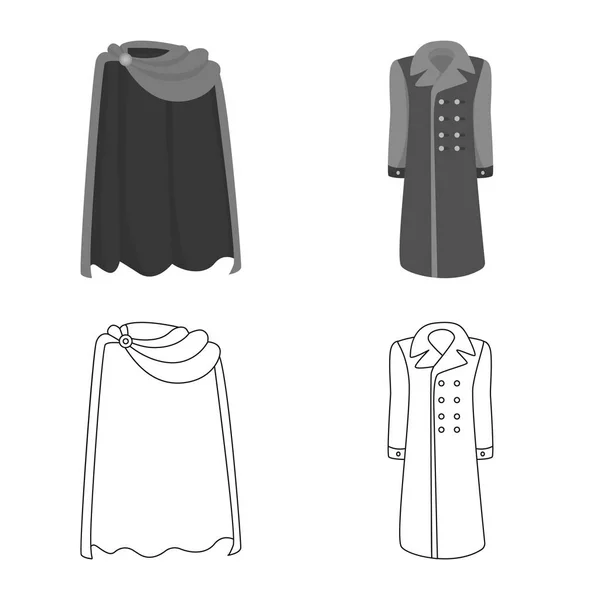 Diseño vectorial de material y signo de ropa. Conjunto de material e icono de vectores de prendas de vestir para stock . — Vector de stock