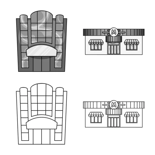Векторная иллюстрация супермаркета и строительного символа. Набор иконки супермаркета и местного вектора на складе . — стоковый вектор