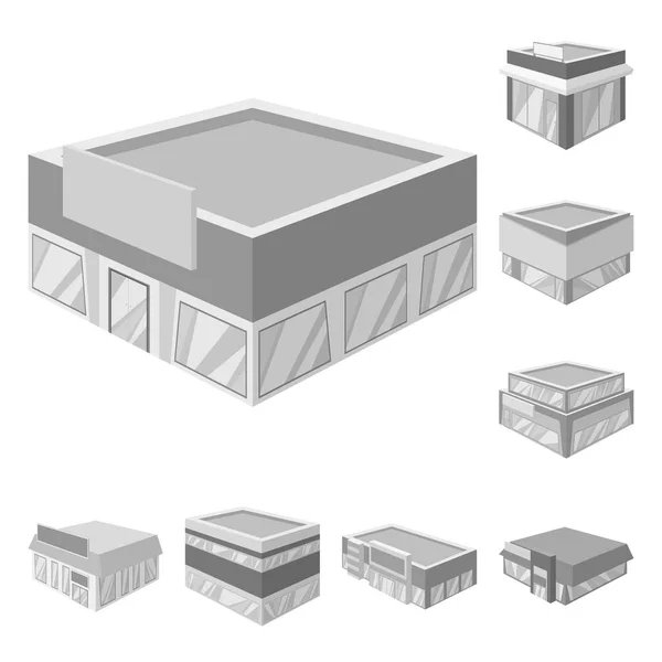Isoliertes Bauobjekt und Schaufenstersymbol. Set von Konstruktion und Architektur Vektor-Symbol für Aktien. — Stockvektor