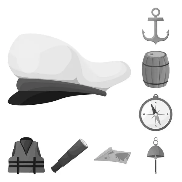 Projeto vetorial de símbolo náutico e de viagem. Coleta de símbolo de estoque náutico e marítimo de web . —  Vetores de Stock