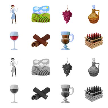 Çiftlik ve üzüm bağı tabelasının izole edilmiş nesnesi. Stok için tarım ve ürün vektör simgesi koleksiyonu.