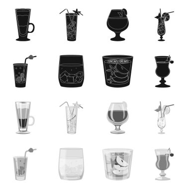 Ayrı bir içki ve restoran sembolü. Stok için likör ve malzeme vektör simgesi.