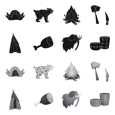 Evrim ve Neolitik logo izole nesne. Evrim ve ilkel stok vektör çizim koleksiyonu.