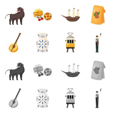 Tarihi ikonun vektör illüstrasyonu. Ağ için ülke hisse senedi sembolü.