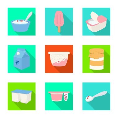 Organik ve laktoz logosu vektör tasarımı. Stok için organik ve çiftlik vektör simgesinin toplanması.