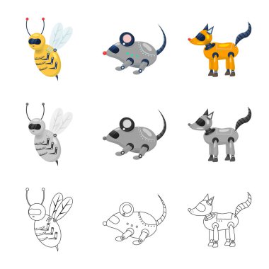 Oyuncak ve bilim logosu vektör illüstrasyon. Web için oyuncak ve oyuncak stok sembolü seti.