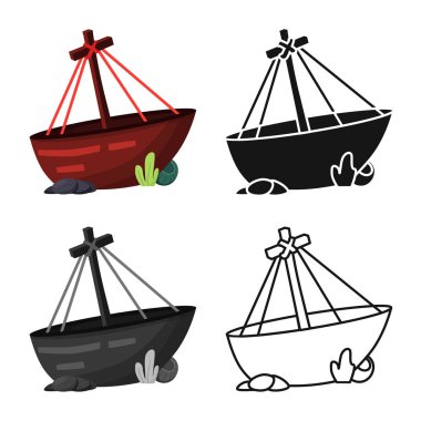 Gemi ve ağaç logosuvektör illüstrasyon. Web için gemi ve kum stok sembolü koleksiyonu.