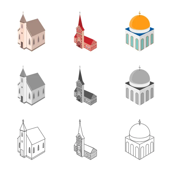 Diseño vectorial del templo y el icono histórico. Colección de templo y el icono del vector de fe para la acción . — Vector de stock