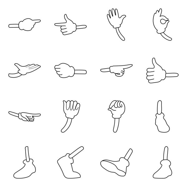 Isolated object of gestures and pose symbol. Collection of gestures and comical vector icon for stock.