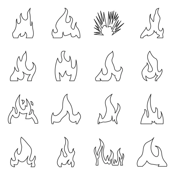 Ilustração vetorial do ícone da chama e da fogueira. Conjunto de chamas e símbolo de estoque de perigo para web . —  Vetores de Stock