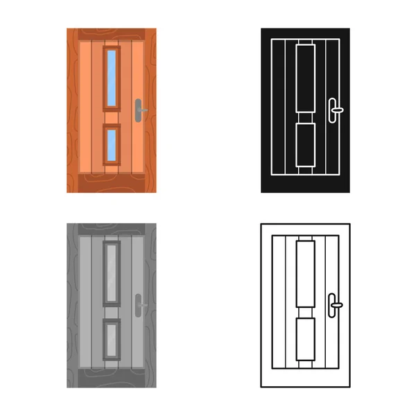 Isolado objeto de porta e ícone de madeira. Conjunto de ícone de vetor de porta e quarto para estoque . — Vetor de Stock