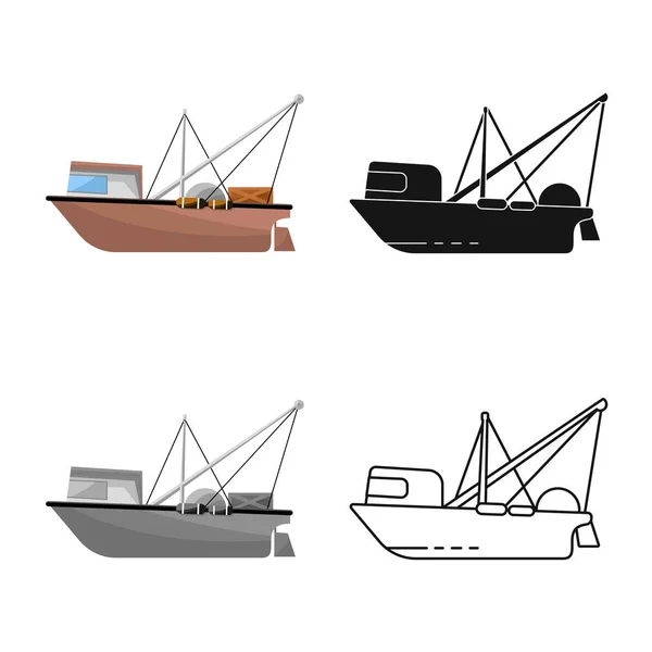 Vector ontwerp van trawler en Oceaan logo. Collectie van trawler en Hull Stock vector illustratie. — Stockvector