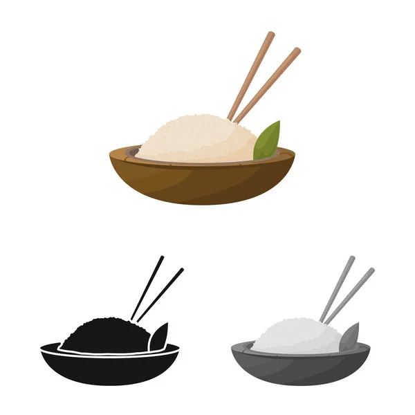 Vektor-Illustration von Reis und Lebensmittel-Symbol. Set aus Reis und Schüssel Aktiensymbol für Web. — Stockvektor