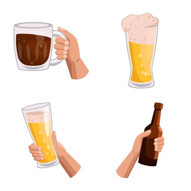 Alkol ve soğuk simgesi vektör illüstrasyon. Alkol ve bar stok vektör illüstrasyon seti.