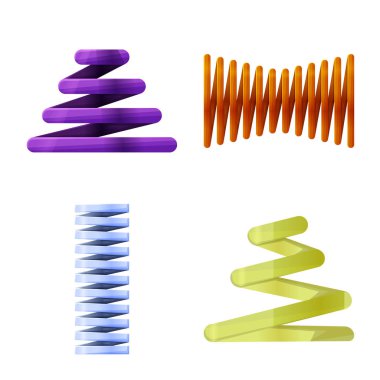 Esnek ve spiral sembolün vektör tasarımı. Stok lar için esnek ve basınçlı vektör simgesinin toplanması.