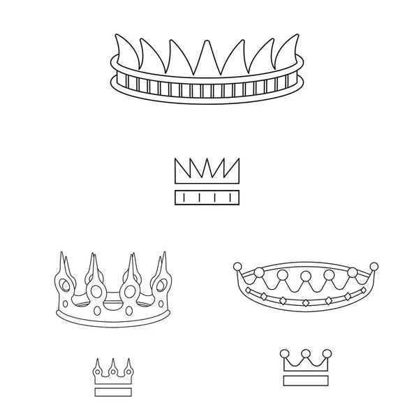 Oggetto isolato di regina e logo araldico. Raccolta di illustrazione vettoriale regina e vip stock . — Vettoriale Stock