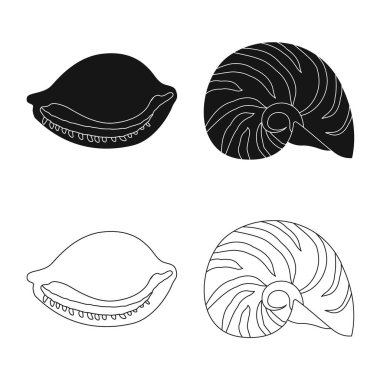 Hayvan ve dekorasyon simge vektör Illustration. Hisse senedi için hayvan ve okyanus vektör simge kümesi.