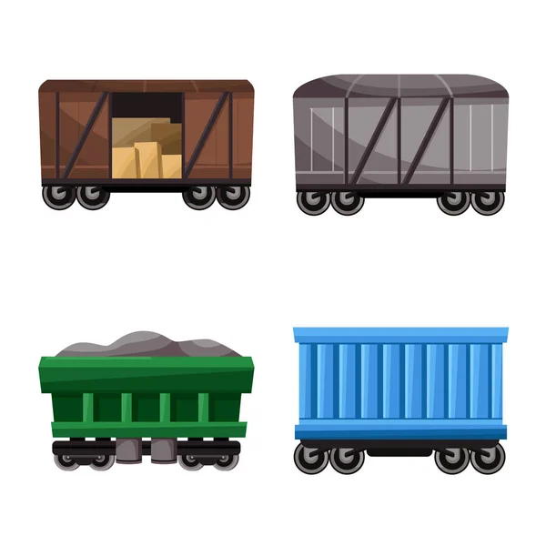 Ilustración vectorial de señales ferroviarias y de carruaje. Colección de ferrocarril y vector de transporte icono para stock . — Vector de stock