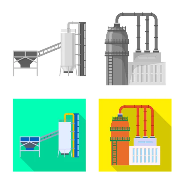 Illustration vectorielle du logo de production et de structure. Collection d'icônes vectorielles de production et de technologie pour stock . — Image vectorielle