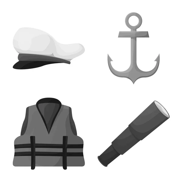 Векторний дизайн морського і плавального логотипу. Набір морських і морських піктограм вектора для запасів . — стоковий вектор