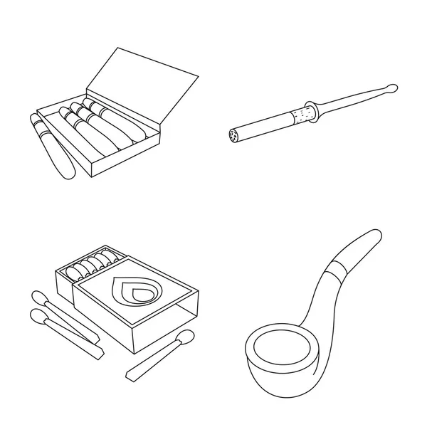 Vektorillustration der Ausrüstung und des Raucherlogos. Sammlung von Geräten und Raucher-Vektor-Symbol für Aktien. — Stockvektor