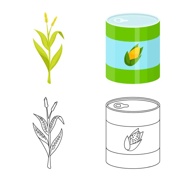 玉米地和蔬菜符号的矢量设计。一套玉米田和素食股票符号的网络. — 图库矢量图片