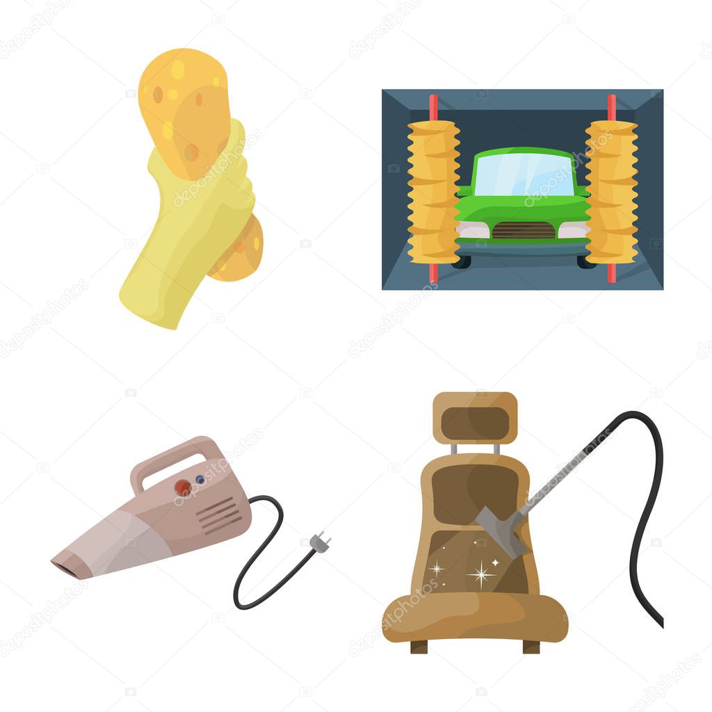 Vector design of carwash and care icon. Set of carwash and service stock symbol for web.