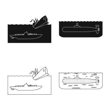 Savaş ve gemi simge vektör tasarımı. Savaş ve web için filo hisse senedi simgesi.