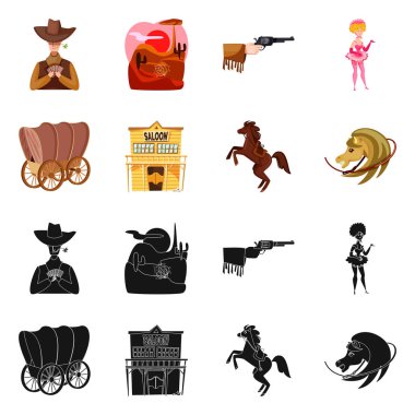 Texas ve tarih logosuizole nesne. Texas ve kültür stok vektör illüstrasyon seti.