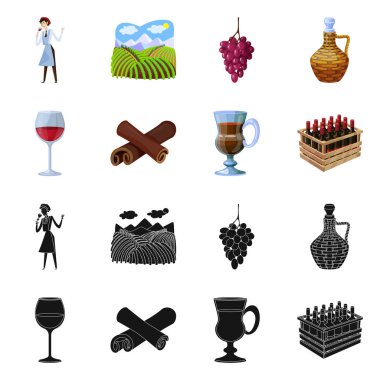 Çiftlik ve bağ işareti vektör tasarımı. Çiftlik ve ürün stok vektör illüstrasyon seti.