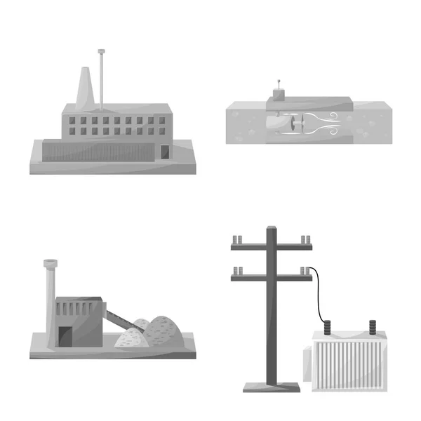 Vektor illustration av industriell och ekologisk skylt. Insamling av industriell och miljö Stock Vector illustration. — Stock vektor