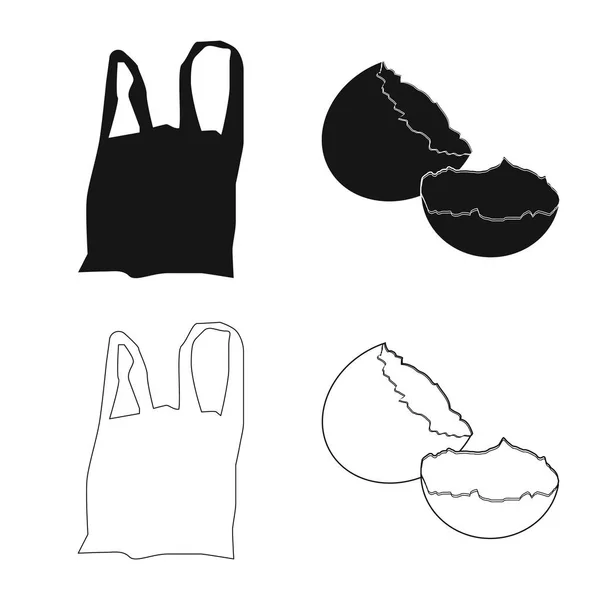 Illustrazione vettoriale dei rifiuti e del logo spazzatura. Set di simboli di rifiuto e di scarto per il web . — Vettoriale Stock