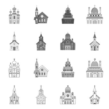 Kült ve tapınak simgesi vektör tasarımı. Kült ve bucak stok vektör illüstrasyon koleksiyonu.